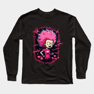 Pink Anger - Teenage frustration with wild hair Long Sleeve T-Shirt